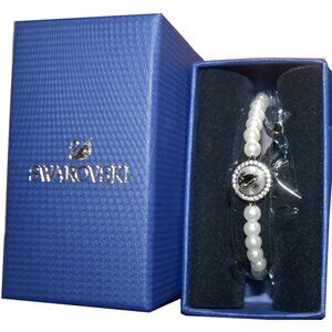 Swarovski Bracelet Swan & Crystal Pearl– Gray & Rhodium Plated NIB